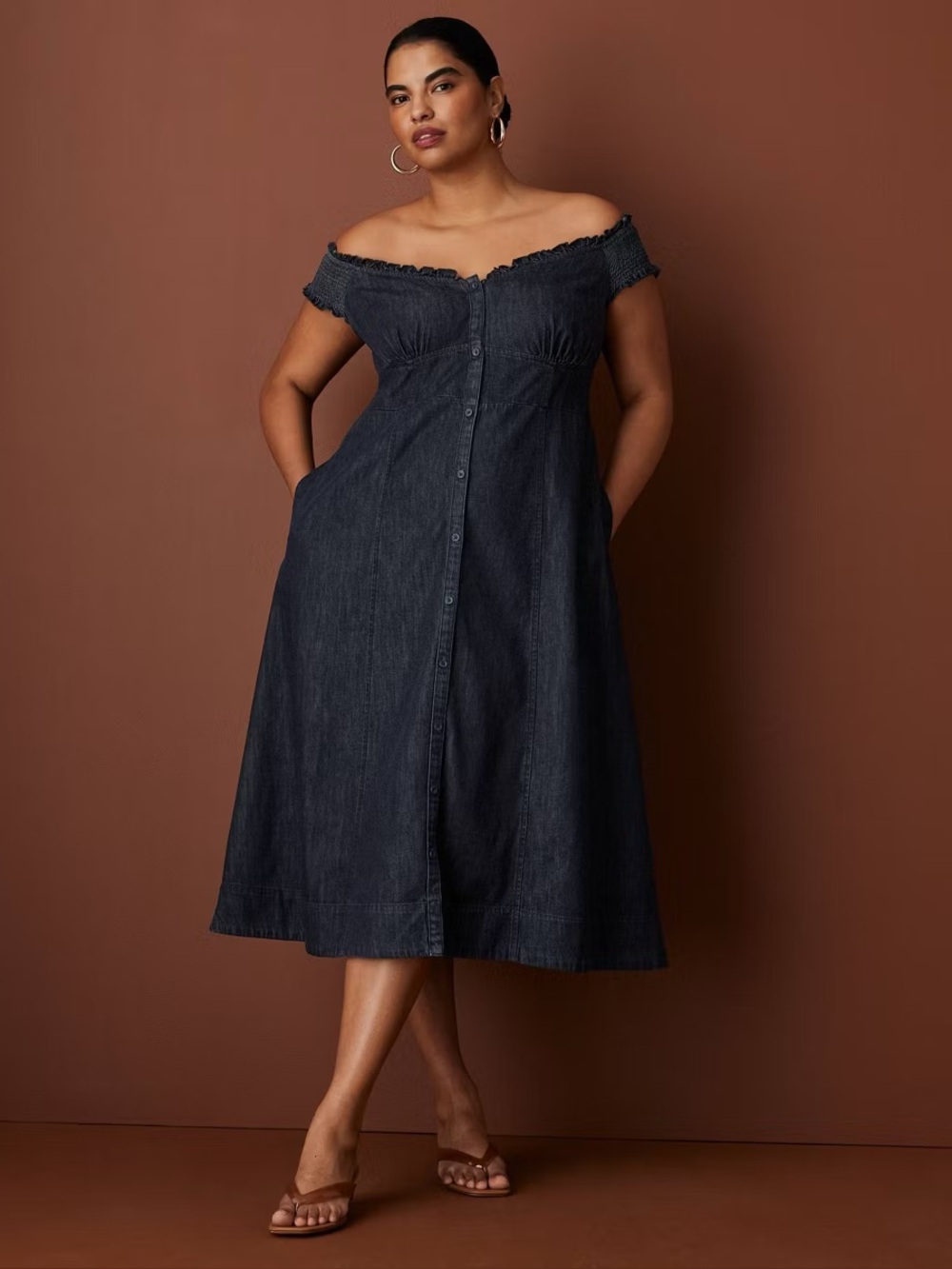 💙🎯 NWT! ROSIE ASSOULIN x TARGET Off the Shoulder Denim Button-Down Dress -Sz XL